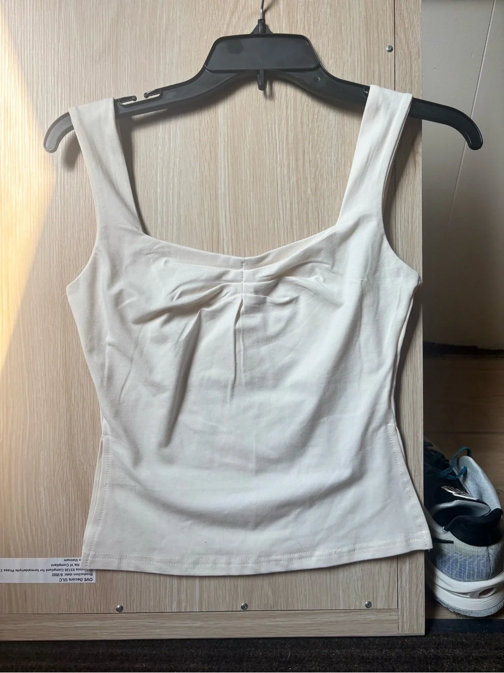 Women's Cream Square-Neck Tank Top